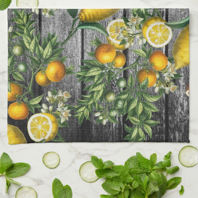 Rustic Citrus Garden Kitchen Towel (Folded)
