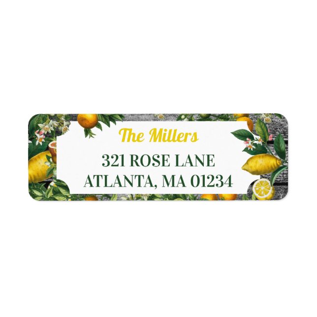 Rustic Citrus Garden Return Address (Front)