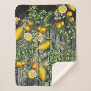 Rustic Citrus Garden Sherpa Blanket