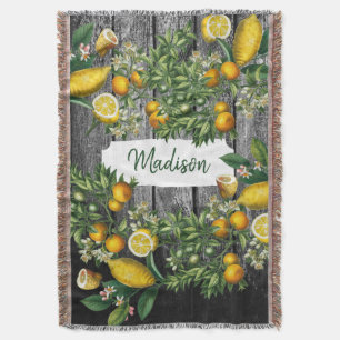 Rustic Citrus Garden Throw Blanket