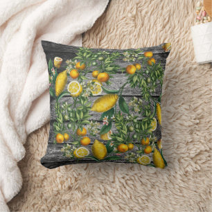 Rustic Citrus Garden Throw Pillow