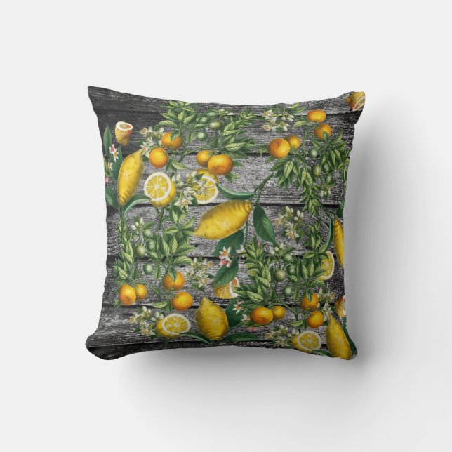Rustic Citrus Garden Throw Pillow (Front)