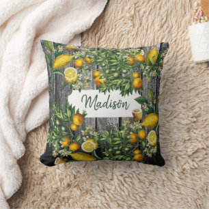 Rustic Citrus Garden  Throw Pillow