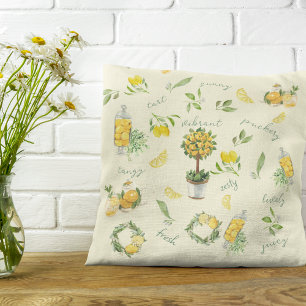 Rustic Citrus Lemon Yellow Pattern Throw Pillow