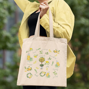 Rustic Citrus Lemon Yellow Personalized Tote Bag