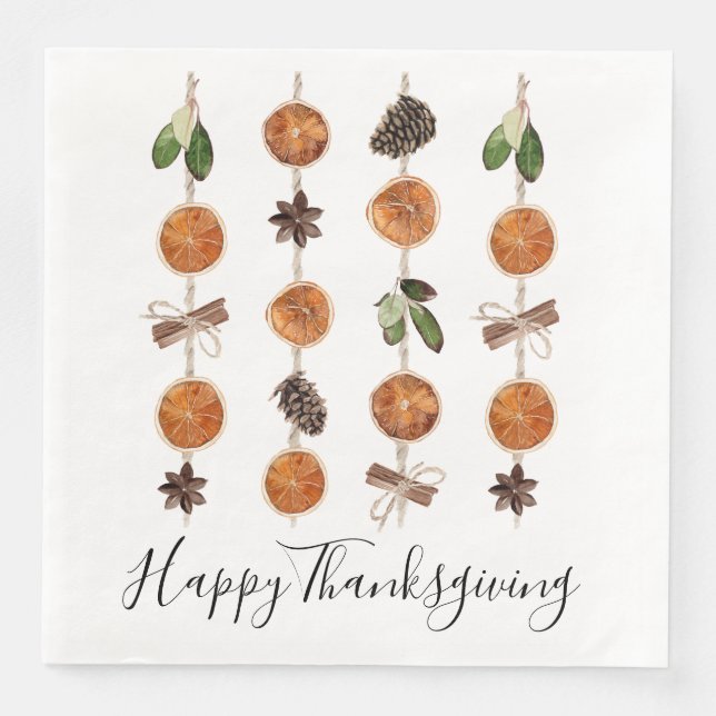 Rustic Citrus Spice Thanksgiving Dinner Party Napkin (Front)