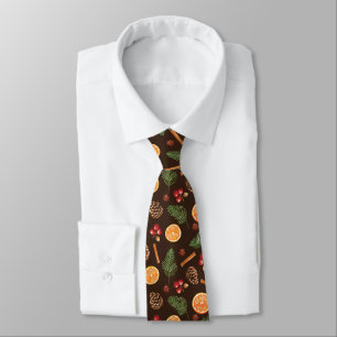 Rustic Citrus Winter Botanical Christmas Tie