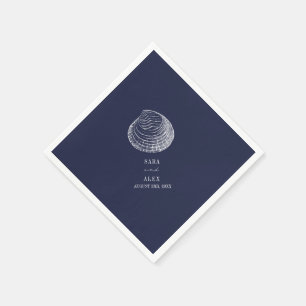 Rustic Clamshell Blue Beach Wedding Napkin
