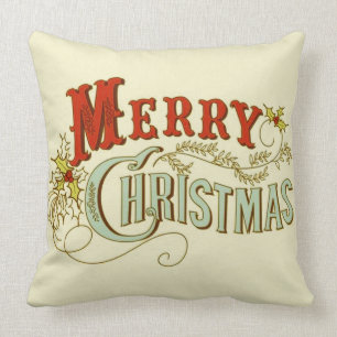 Rustic Classic and Traditional Merry Christmas Throw Pillow