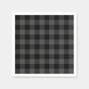 Rustic classic grey and black plaid napkin