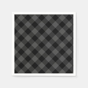 Rustic classic grey and black plaid napkin