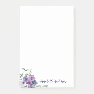 Rustic Classic Purple Floral Watercolor Bouquet Post-it Notes