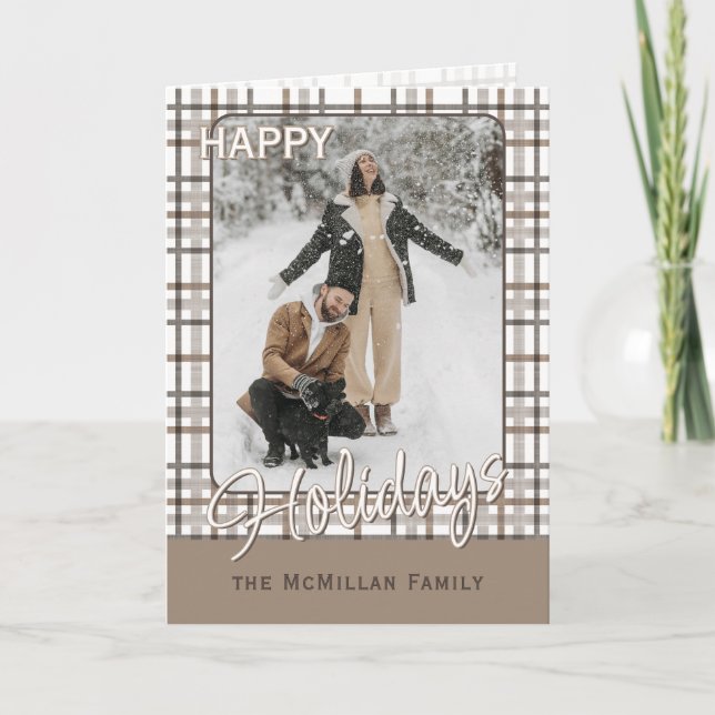 Rustic Classy Elegant Plaid Pattern Holiday Card (Front)