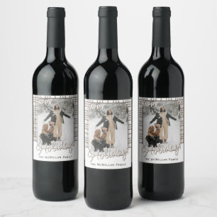 Rustic Classy Elegant Plaid Pattern Holiday Wine Label