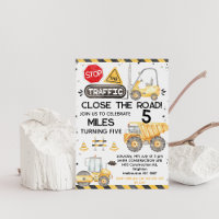 Rustic Close The Road Construction Birthday