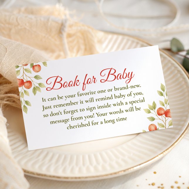 Rustic  Clothesline Apple Book For Baby Shower Enclosure Card (Creator Uploaded)