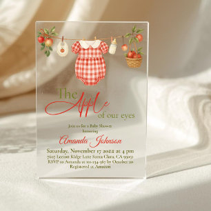 Rustic Clothesline Apple Girl Baby Shower Acrylic Invitations