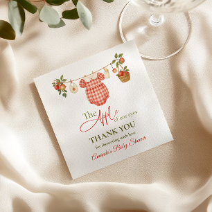 Rustic Clothesline Apple Locally Grown Baby Shower Napkin
