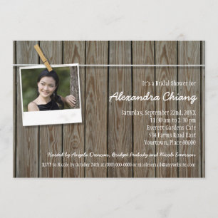 Rustic Clothesline Photo Bridal Shower Invitation