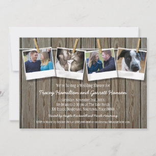 Rustic Clothesline Photo Wedding Shower Invitation