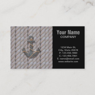 rustic coastal beach nautical rope ship and anchor business card