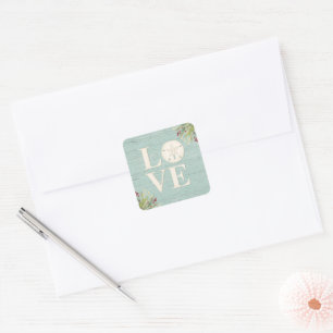 Rustic Coastal Christmas Holiday Square Sticker