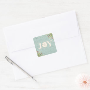 Rustic Coastal Christmas Joy Square Sticker