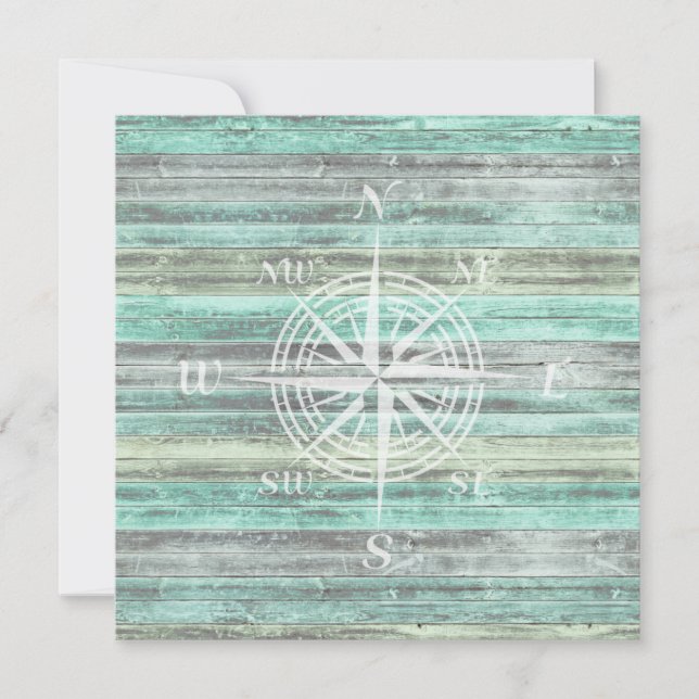 Rustic Coastal Decor Compass Card (Front)