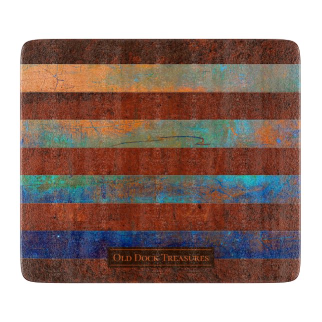 Rustic Coastal Glass Cutting Board (Front)