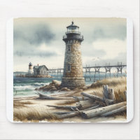 Rustic Coastal Lighthouse Seaside Beach