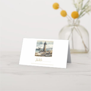 Rustic Coastal Lighthouse Seaside Beach Table Place Card