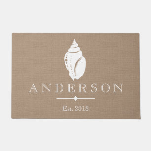 Rustic Coastal Seashell Silhouette Custom Doormat
