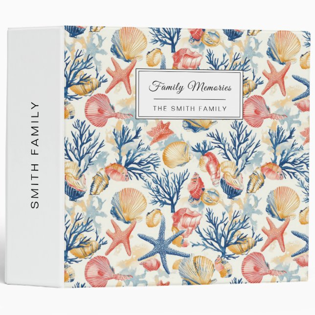 Rustic Coastal - Seashells, Starfish, Reef (10) Binder (Front/Spine)