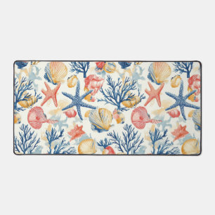 Rustic Coastal - Seashells, Starfish, Reef (10) Desk Mat