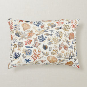 Rustic Coastal - Seashells, Starfish, Reef (12) Accent Pillow