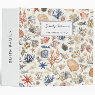 Rustic Coastal - Seashells, Starfish, Reef (12) Binder