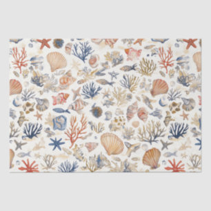 Rustic Coastal - Seashells, Starfish, Reef (12) Tissue Paper