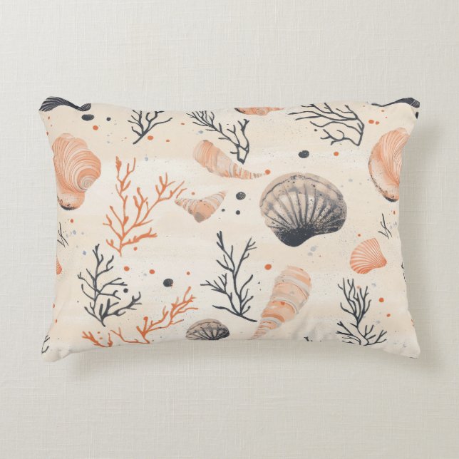 Rustic Coastal - Seashells, Starfish, Reef (13) Accent Pillow (Front)