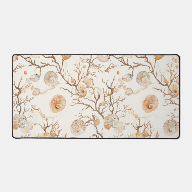 Rustic Coastal - Seashells, Starfish, Reef (14) Desk Mat (Front)