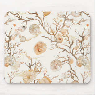 Rustic Coastal - Seashells, Starfish, Reef (14) Mouse Pad