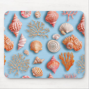 Rustic Coastal - Seashells, Starfish, Reef (15) Mouse Pad