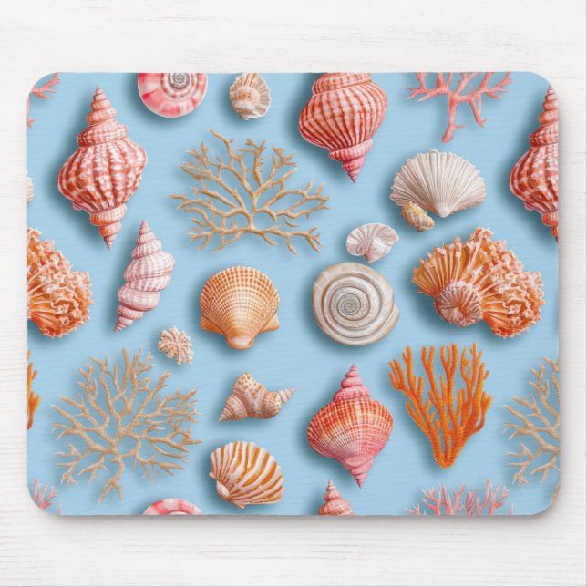 Rustic Coastal - Seashells, Starfish, Reef (15) Mouse Pad (Front)