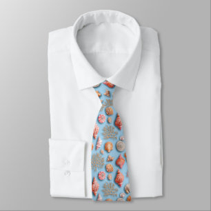 Rustic Coastal - Seashells, Starfish, Reef (15) Tie