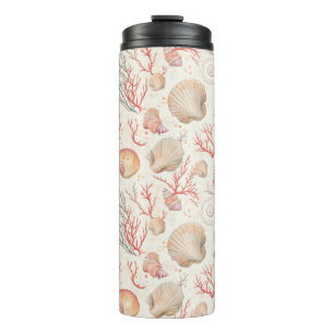 Rustic Coastal - Seashells, Starfish, Reef (16) Thermal Tumbler