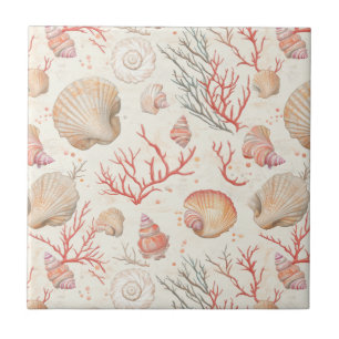 Rustic Coastal - Seashells, Starfish, Reef (16) Tile