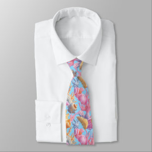 Rustic Coastal - Seashells, Starfish, Reef (18) Tie