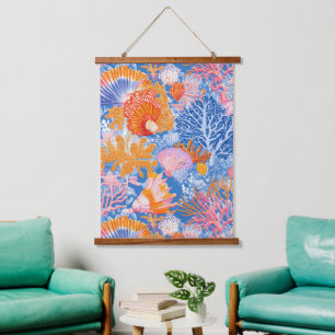 Rustic Coastal - Seashells, Starfish, Reef (19) Hanging Tapestry
