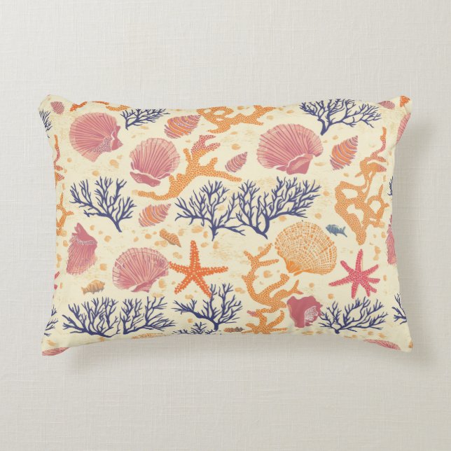 Rustic Coastal - Seashells, Starfish, Reef (1) Accent Pillow (Front)