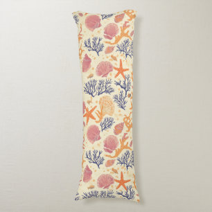 Rustic Coastal - Seashells, Starfish, Reef (1) Body Pillow