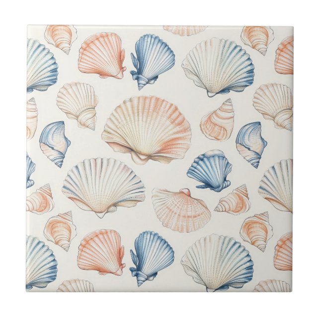 Rustic Coastal - Seashells, Starfish, Reef (21) Tile (Front)